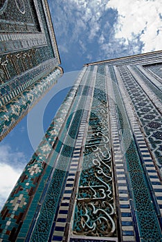 Blue tiled facades of Shahi-Zinda photo