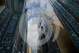 Blue tiled facades of Shahi-Zinda