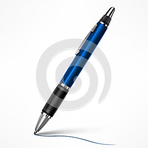 Blue tilt pen on white