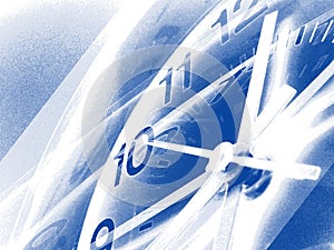 Blue time background with clock faces and hands