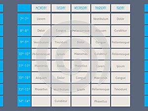 Blue timetable template flat style