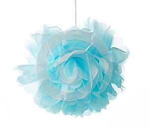 Blue tissue pompom decor