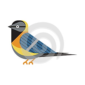 Blue Tit Bird Icon in Flat Style