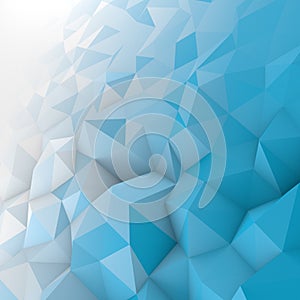 Blue to white gradient low poly geometric surface abstract 3D re