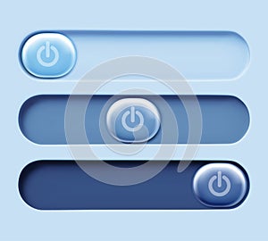 Blue toggle buttons set for user interface design