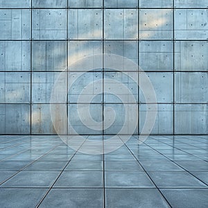 Blue-toned concrete patterned wall