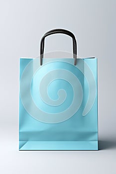 Blue tones paper bag mock-up isolated on white.