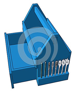 Blue tool box, illustration, vector