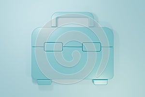 Blue Toolbox icon isolated on blue background. Tool box sign. Minimalism concept. 3D render illustration