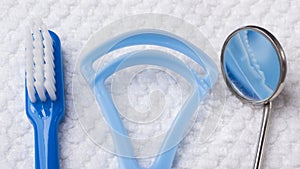 Blue toothbrush with dental tools