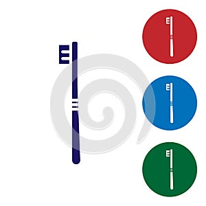 Blue Toothbrush icon isolated on white background. Set icons in color square buttons. Vector Illustration