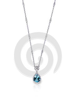 Blue topaz aquamarine diamond necklace