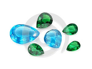 Blue topaz and emeralds