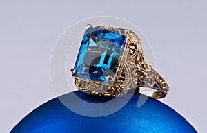 Blue Topaz Gold Ring.