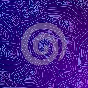 Blue topography relief. Outline cartography landscape. Map Modern poster design. Vector illustration in blue and purple colors