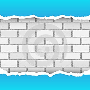 Blue torn paper brickwork background