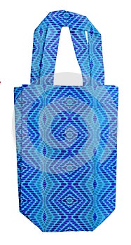 blue tote bag with floral pattern