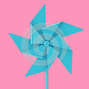 Blue Toy Pinwheel Windmill. 3d Rendering