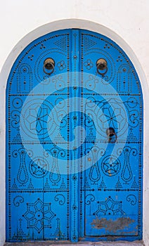 Blue Traditional door with arch from Sidi Bou Said