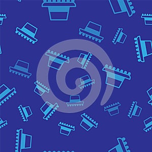 Blue Traditional spanish hat icon isolated seamless pattern on blue background. Vector