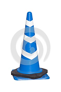 Blue traffic cone isolated on white