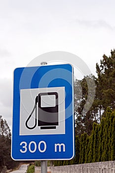 Blue Traffic Sign for gas station