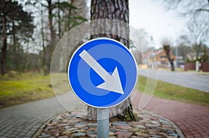 Blue traffic sign