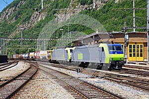 Blue train carrying petroleum