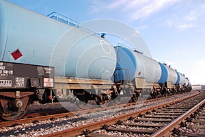 Blue train with silo wagon