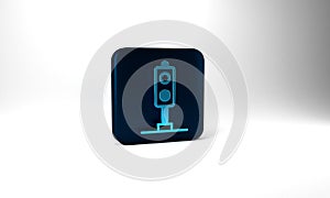 Blue Train traffic light icon isolated on grey background. Traffic lights for the railway to regulate the movement of
