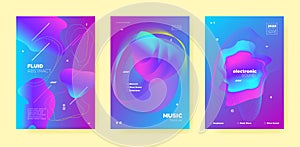 Blue Trance Music Poster. Wave Gradient Blend.