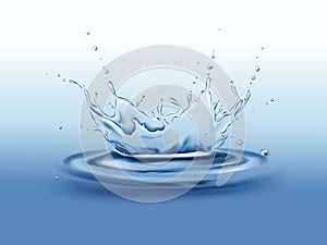 Blue translucent water splash realistic vector