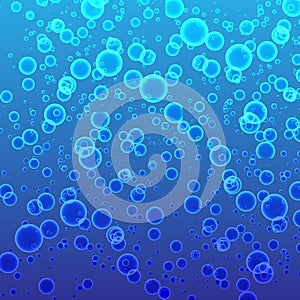 Blue transparent bokeh bubbles on an abstract background. Vector