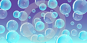 Blue transparent bubbles background