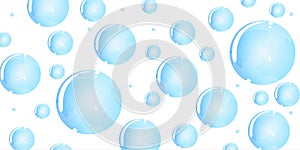Blue transparent bubbles background