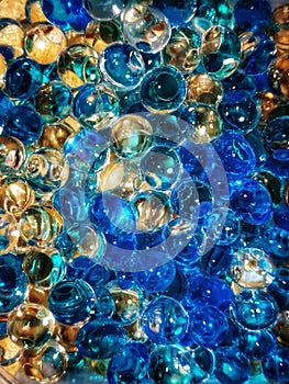 Blue and transparent bubbles