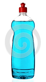 Blue transparent cleaner bottle