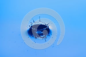 blue transparent water drop splash with bubble realistic with blue
