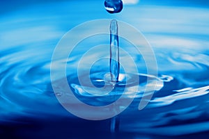 blue transparent water drop splash with bubble realistic with blue