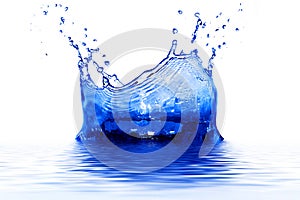 blue transparent water splash realistic beautiful blue clean water on white