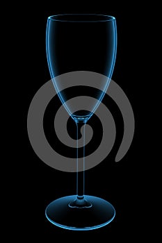 Blue Transparent Wine Glass 3D X-Ray