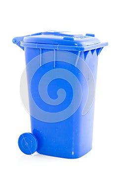 Blue trashcan photo