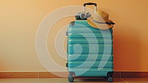 The blue travel suitcase.AI generated image
