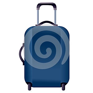 Blue travel suitcase, isolated object on a white background,