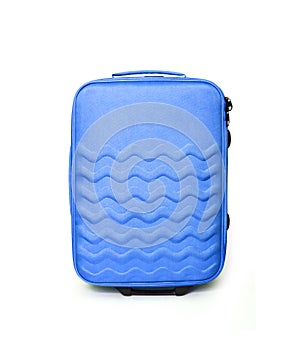 Blue travel suitcase isolated on white background with clipping path