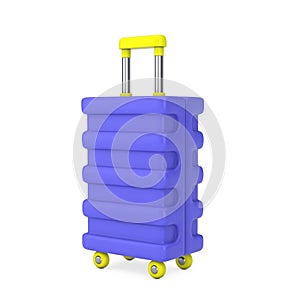 Blue Travel Suitcase Web Icon Sign. 3d Rendering