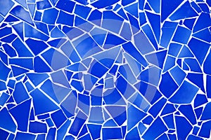 Blue trencadis broken tiles mosaic