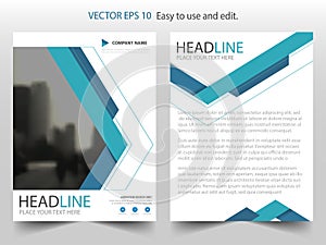 Blue triangle abstract Vector Brochure annual report Leaflet Flyer template design, book cover layout design