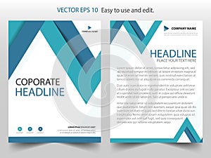 Blue triangle abstract Vector Brochure annual report Leaflet Flyer template design, book cover layout design,