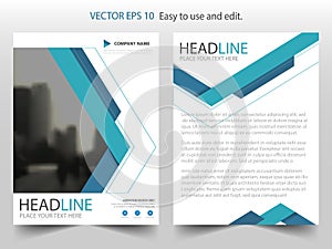 Blue triangle abstract Vector Brochure annual report Leaflet Flyer template design, book cover layout design photo